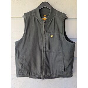 Hawx Vest Mens Large Black Canvas Quilted Workwear Insulated Zip Pockets